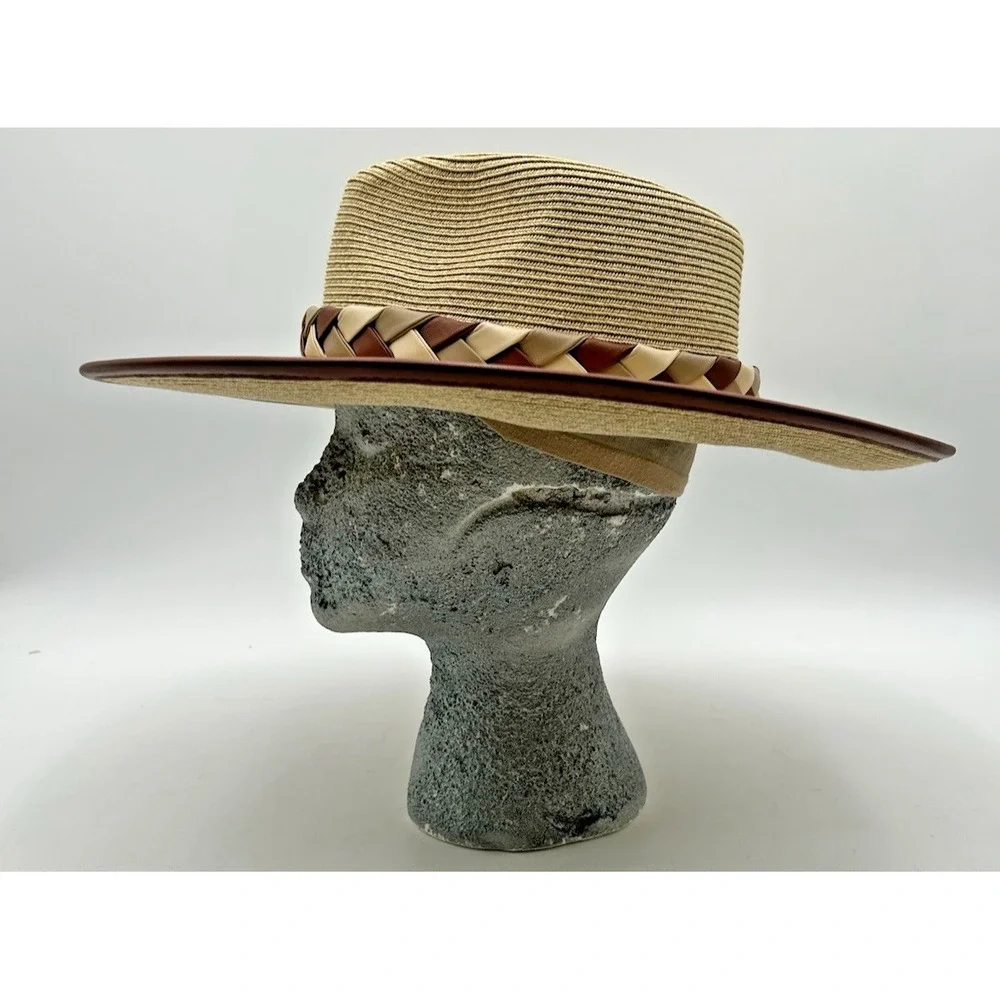 San Diego Hat Company Natural‎ Beige Fedora Crown Woven Paper Sun Brim Hat